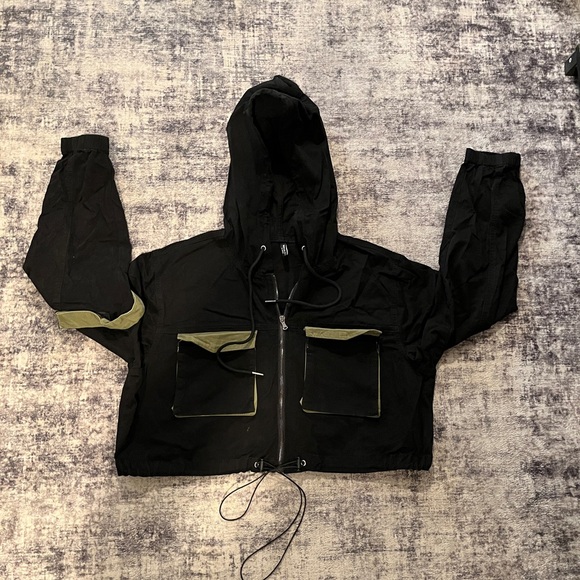 Black Utility Jacket with Hood - Picture 2 of 8